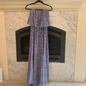 Vici Blue and White Strapless Dress